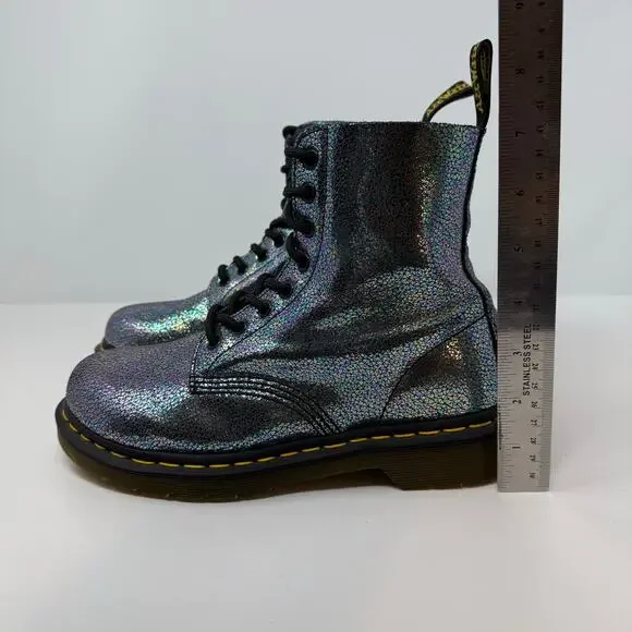 Dr Martens Boots Women's 7 Gray Metallic Iridescent Pascal AW004 SK06S - Picture 6 of 14